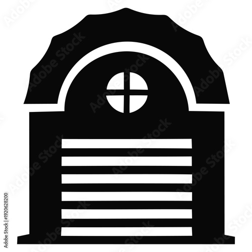 Barn Warehouse Silhouette Icon – Agricultural Storage and Rural Building Symbol