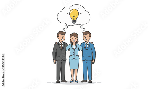 Business Team Brainstorming with Shared Idea Lightbulb Concept