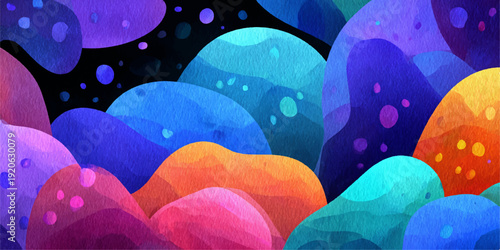Vibrant cosmic clouds with sparkling dots in a dark space environment