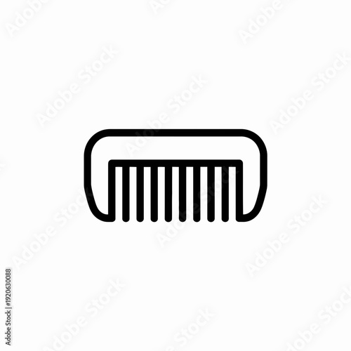 Black comb with evenly spaced, thin teeth shown in a minimalist style isolated on white background, Vector, illustration