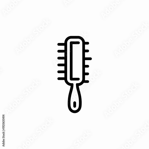 Simple line drawing of a hairbrush with bristles and handle isolated on white background, Vector, illustration