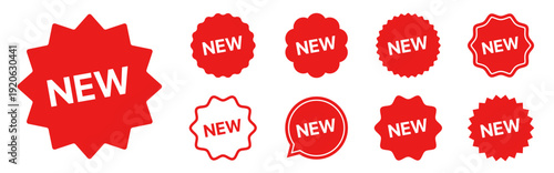 New tag icons set. Special offer icon. New product, sticker, badge, label, burst, stamp, sale symbol on white background - stock vector