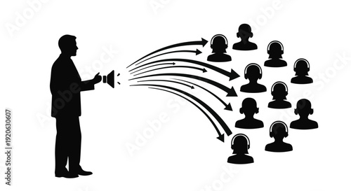 man speaking to a crowd with megaphone