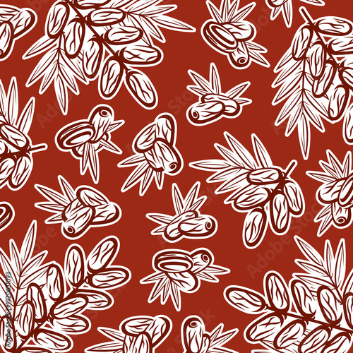 Dates fruit background, pattern set. Collection icon dates fruit. Vector