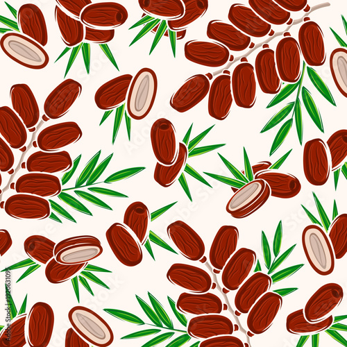 Dates fruit background, pattern set. Collection icon dates fruit. Vector