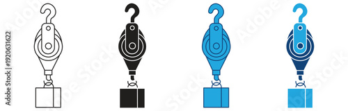  Pulley icon Set Multiple Style Collection. Vector illustration.