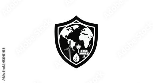 global security shield with earth and alarm