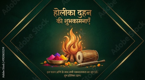 Holika Dahan Festival Poster with Hindi Typography