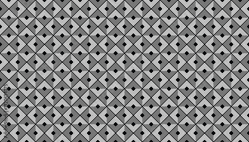 Optical illusion seamless pattern with black and white geometric diamond lines