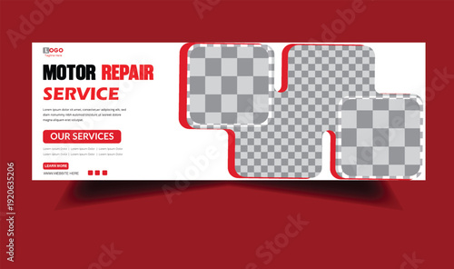 Professional car motor repair service business banner