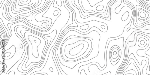 Abstract design with seamless pattern with lines topographic map. geographic mountain relief. the white on black contours topography stylized height of the lines. geographic contour map paper texture.