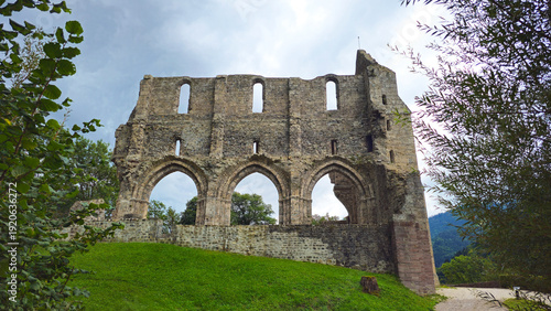 Tableau sur toile Aulps Abbey ruins, Abbaye d'Aulps, Auvergne-Rhone-Alpes, France, Europe