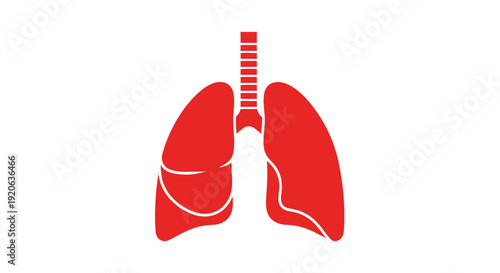 Red silhouette graphic of human lungs and trachea, representing the vital respiratory system on a clean white background.