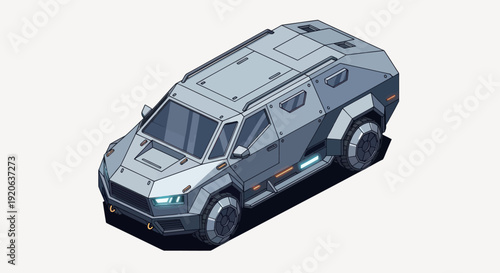 Futuristic Gray SUV with Neon Lights.
