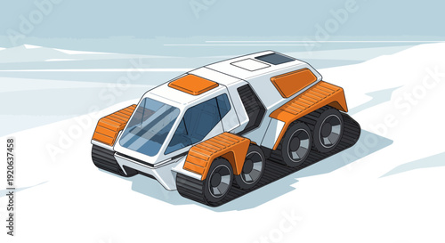 Futuristic Orange and White Space Vehicle.