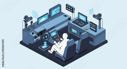 Person Working at Control Center Desk.