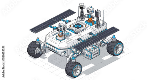 Detailed Illustration of Mars Rover Vehicle.