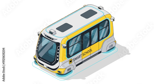 Modern Yellow Electric Bus Isolated White.