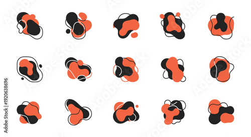 Abstract fluid shapes, organic elements set