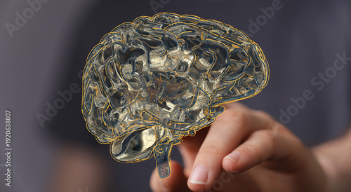 Artistic golden brain model...