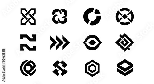 Abstract geometric logos set, vector design elements
