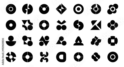 Abstract Geometric Shapes Collection, Black and White