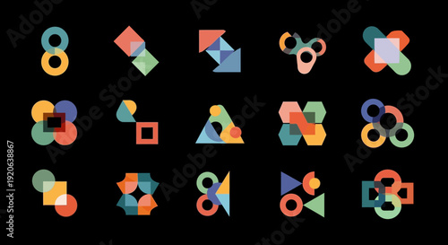 Abstract geometric shapes colorful design elements