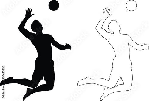 Two players engaged in a dynamic volley during a beach volleyball match.