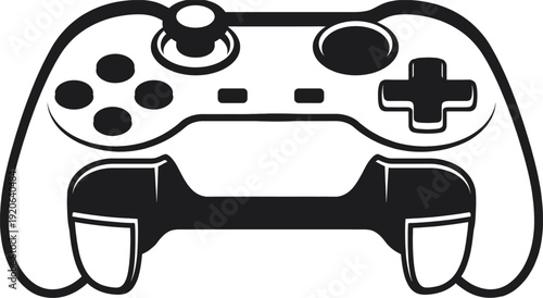 Video Game Controller Silhouette Detailed Button Shapes Solid Black Gaming Pad