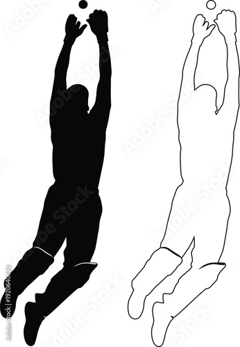 Athlete performing a high jump or volleyball spike technique with body positioning diagram