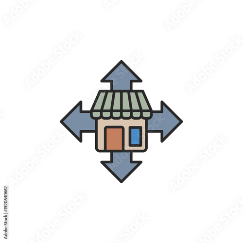 business expansion vector icon. flat sign for mobile concept and web design. Symbol, logo illustration. Vector graphics