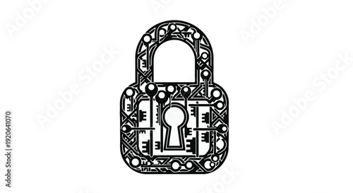 Open padlock with intricate design