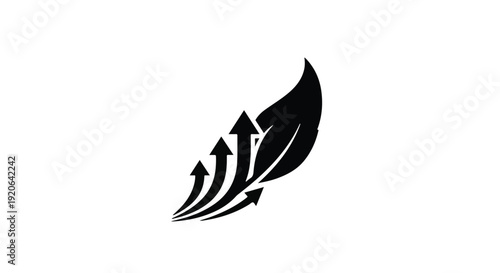 Black leaf with growing arrows business growth concept