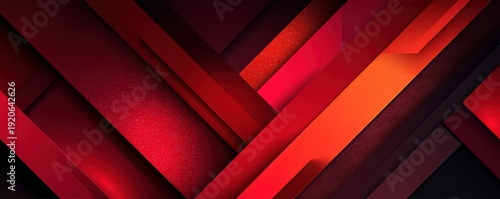 Bold red abstract background with diagonal stripes and geometric shapes for modern design concepts