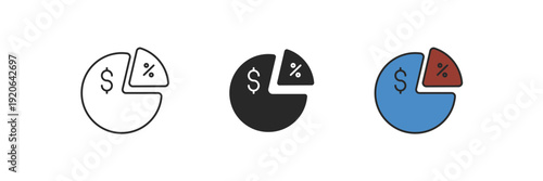 dividend icon. Line, solid and filled outline colorful version, outline and filled vector sign. Idea Symbol, logo illustration. Vector graphics