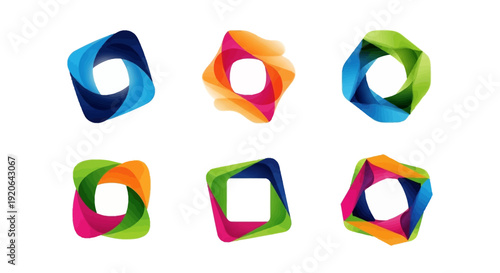 Abstract colorful square logo design elements set
