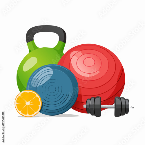 Gym Equipment Illustration – Workout Tools for Fitness and Healthy Lifestyle