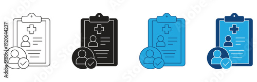 Patient Registration icon set. Patient addition or new patient registration concept. Vector illustration.