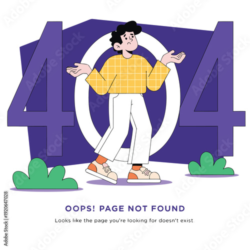 404 Error Page Not Found Vector Illustration, Flat Design Concept for Website UI