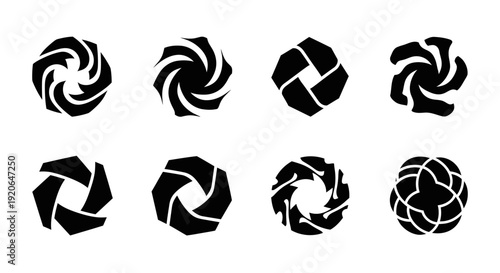 Abstract Iris Diaphragm Aperture Shutter Icons Set