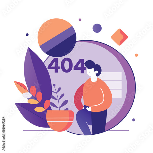 404 Error Page Not Found Vector Illustration, Flat Design Concept for Website UI