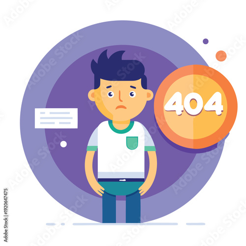 404 Error Page Not Found Vector Illustration, Flat Design Concept for Website UI