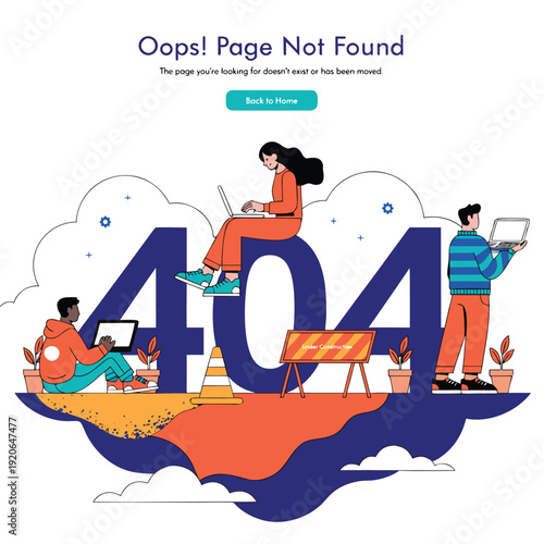 404 Error Page Not Found Vector Illustration, Flat Design Concept for Website UI