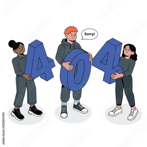 404 Error Page Not Found Vector Illustration, Flat Design Concept for Website UI