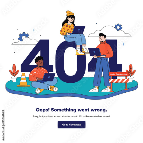 404 Error Page Not Found Vector Illustration, Flat Design Concept for Website UI