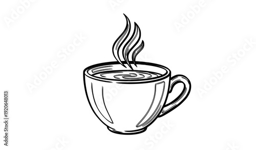 Hand drawn aromatic coffee cup sketch isolated on white vector illustration
