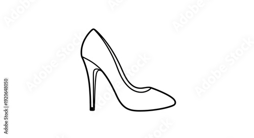 Simple black line drawing of a high-heeled shoe.