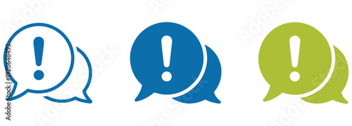 Warning message speech bubble with exclamation mark icon, vector illustration for urgent alerts, important notices, and communication emphasis, isolated for UI, messaging, and notification design