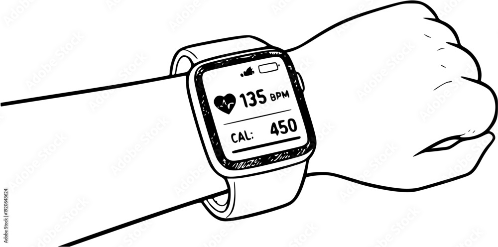 Fototapeta premium Stick figure wearing smartwatch close-up