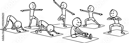 Stick figures stretching and flexibility exercises